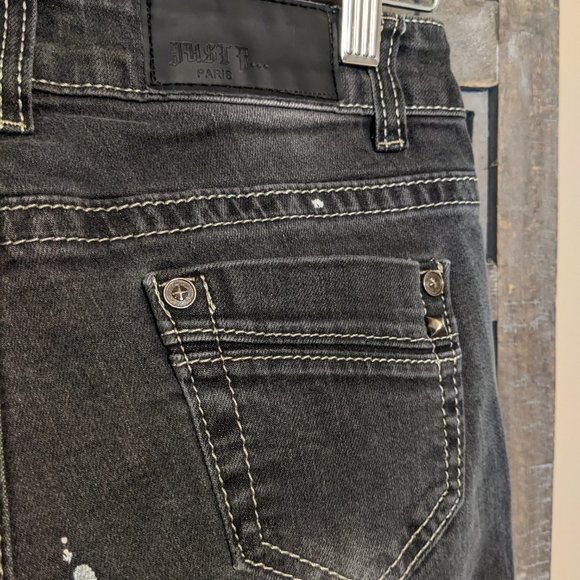 Euro Style Distressed Cotton Skinny Jeans - Picture 3 of 6